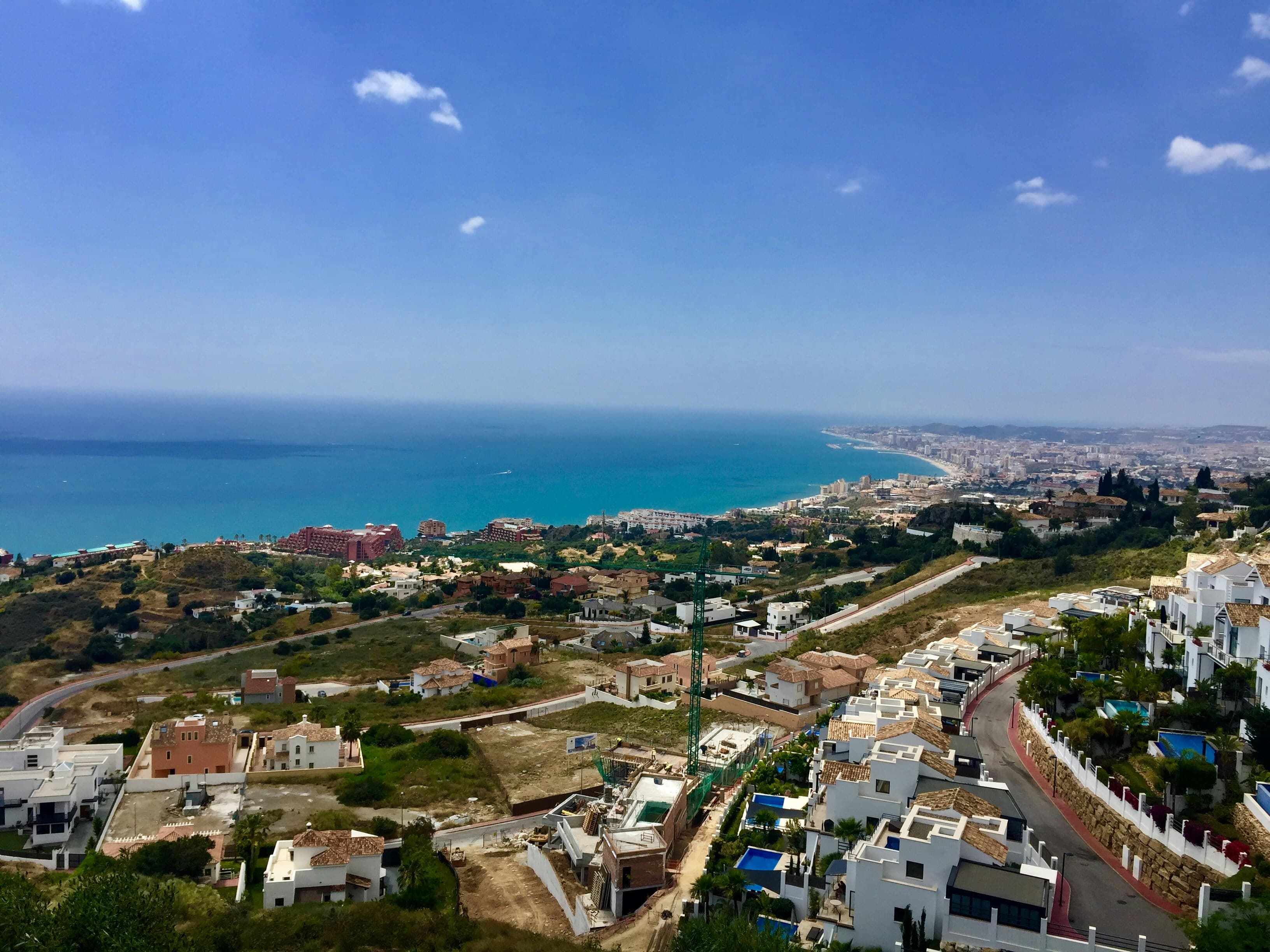 Aerial view of the coast at Benalmádena with the marina and waterfront